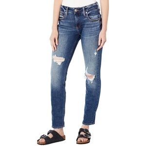 Silver Jeans Co. Boyfriend Mid Rise Slim Leg Jeans Size 12 plus x 29 length